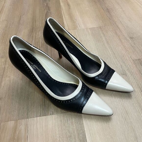 Adrienne Vittadini Ganby White Leather Point Women Stiletto High Heels 8.5M - Picture 1 of 9